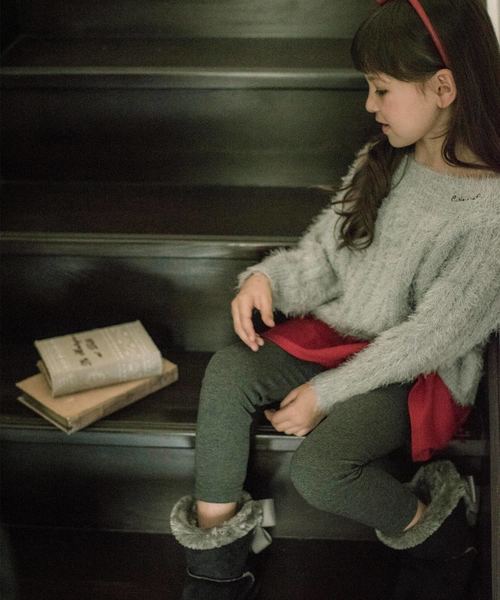 Catherine Cottage(キャサリンコテージ)の「ケーブル編み シャギーニット(ニット/セーター・キッズ・ホワイト/ネイビー/グレー/サックスブルー/ライラック・110/120/130/140/150/160)」の9枚目の写真