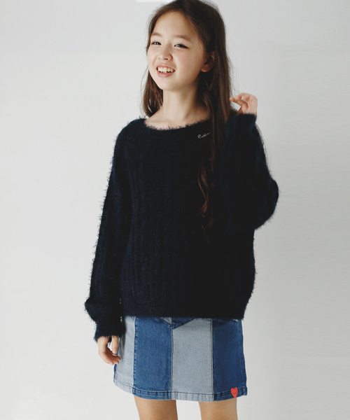 Catherine Cottage(キャサリンコテージ)の「ケーブル編み シャギーニット(ニット/セーター・キッズ・ホワイト/ネイビー/グレー/サックスブルー/ライラック・110/120/130/140/150/160)」の10枚目の写真