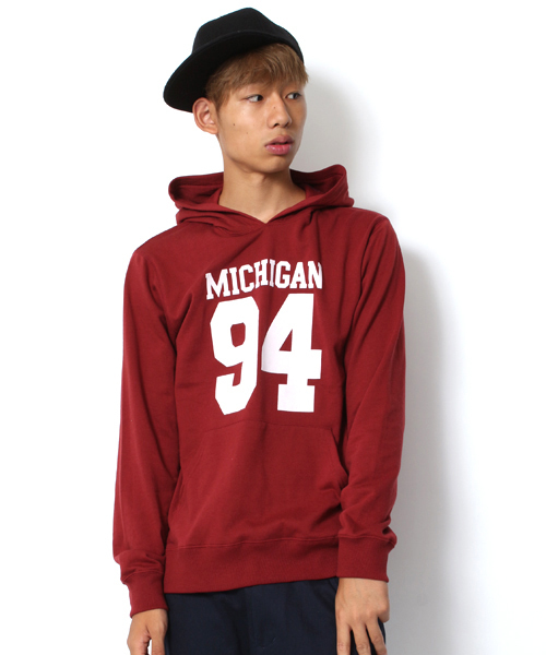 WEGO（ウィゴー）の「WEGO/フロッキープリントプルパーカー（パーカー・メンズ・杢グレー/ダークグリーン/ネイビー/ワイン・MEDIUM/LARGE）」の4枚目の写真