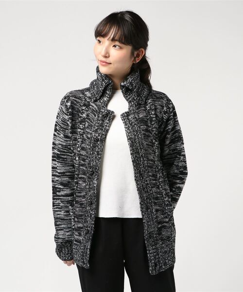 Bling Leads（ブリングリーズ）の「【Bl】【Bling Leads】ドンキーネック ニットカーディガン（カーディガン/ボレロ・レディース・ブラック/ブラックミックス/チャコールグレー/グレー系その他/ネイビー/ワイン/ベージュ・MEDIUM/LARGE/X-LARGE）」の3枚目の写真