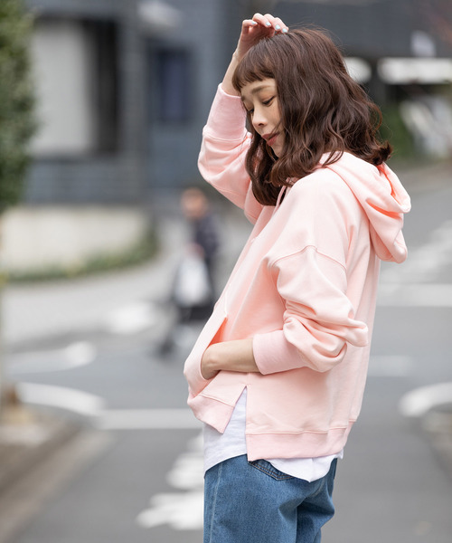 made in standard （メイドインスタンダード）の「ビッグシルエット 12ozヘビーウェイトスウェット プルオーバーパーカー（パーカー・レディース・ホワイト/ブラック/ベージュ/ピンク/ミント/杢グレー・FREE）」の6枚目の写真