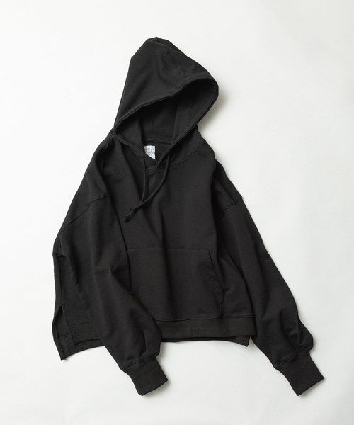 made in standard （メイドインスタンダード）の「ビッグシルエット 12ozヘビーウェイトスウェット プルオーバーパーカー（パーカー・レディース・ホワイト/ブラック/ベージュ/ピンク/ミント/杢グレー・FREE）」の14枚目の写真