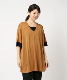 Bling Leads | 【Bl】TRビッグフェイクレイヤードVネックデザインT(Tシャツ/カットソー)