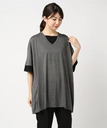 【Bl】TRビッグフェイクレイヤードVネックデザインT