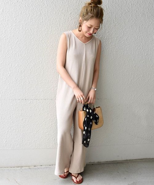 Khaju(カージュ)の「Khaju:サーマルオールインワン◇(サロペット/オーバーオール・レディース・ブラック/ベージュ/ブラウン・ONE SIZE)」の9枚目の写真