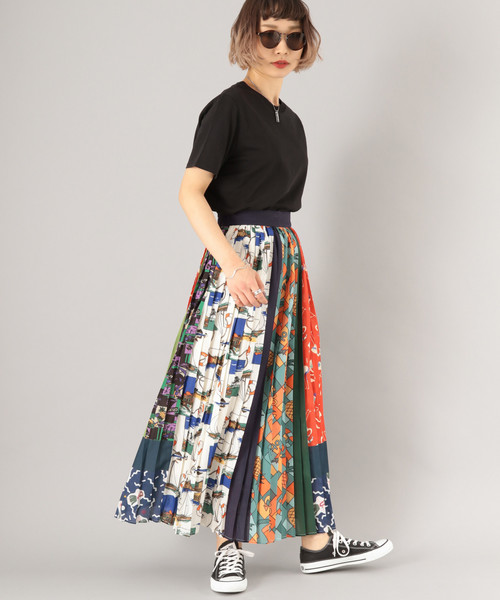 PAGEBOY（ページボーイ）の「アロハパネルプリーツスカート（スカート・レディース・ブラック/ネイビー・FREE）」の8枚目の写真