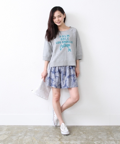 coen（コーエン）の「リーフプリントショーツ（その他パンツ・レディース・ホワイト/グレー/コバルトブルー・FREE）」の6枚目の写真