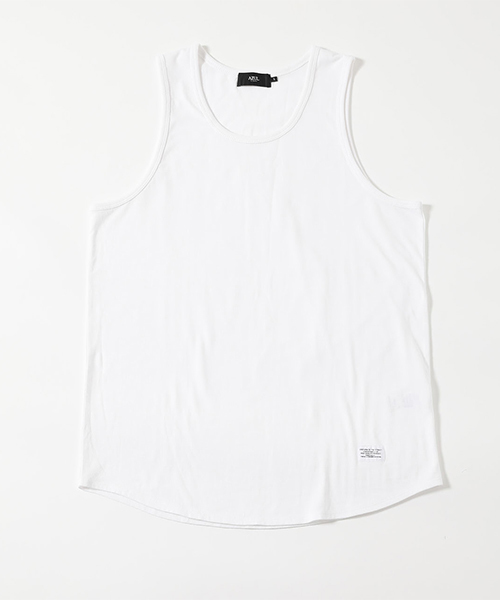 AZUL by moussy（アズールバイマウジー）の「SIMPLE LONG TANKTOP/シンプルロングタンクトップ（タンクトップ・メンズ・ホワイト/ブラック/杢グレー・SMALL/MEDIUM/LARGE）」の2枚目の写真