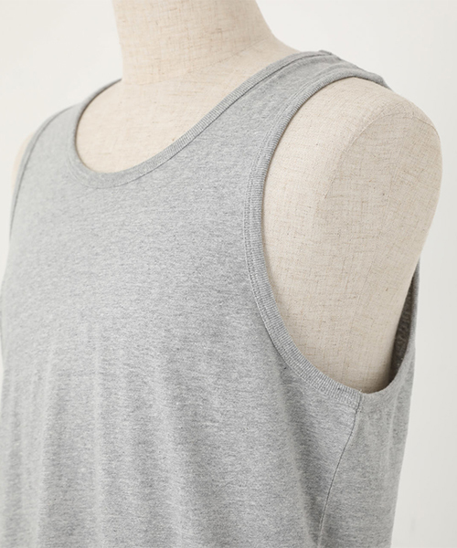 AZUL by moussy（アズールバイマウジー）の「SIMPLE LONG TANKTOP/シンプルロングタンクトップ（タンクトップ・メンズ・ホワイト/ブラック/杢グレー・SMALL/MEDIUM/LARGE）」の11枚目の写真