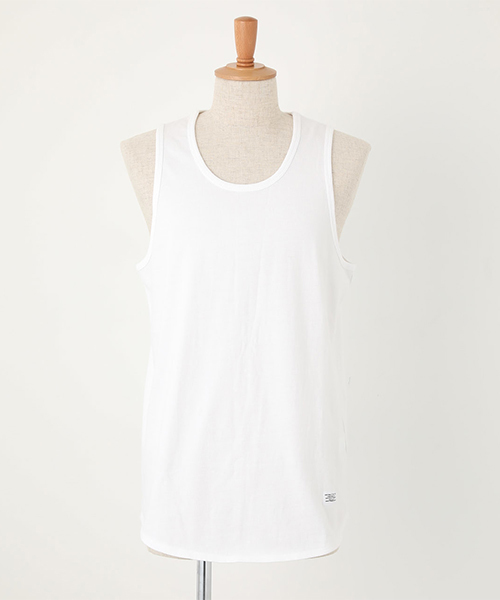 AZUL by moussy（アズールバイマウジー）の「SIMPLE LONG TANKTOP/シンプルロングタンクトップ（タンクトップ・メンズ・ホワイト/ブラック/杢グレー・SMALL/MEDIUM/LARGE）」の9枚目の写真