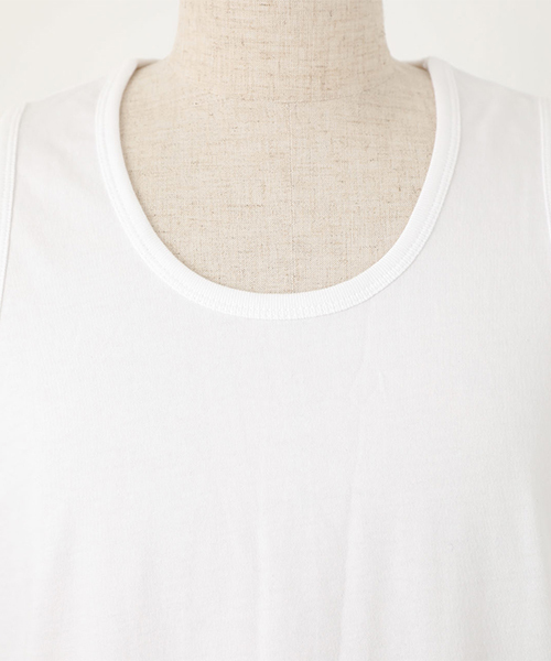 AZUL by moussy（アズールバイマウジー）の「SIMPLE LONG TANKTOP/シンプルロングタンクトップ（タンクトップ・メンズ・ホワイト/ブラック/杢グレー・SMALL/MEDIUM/LARGE）」の6枚目の写真