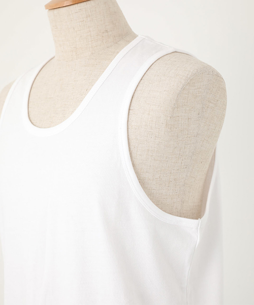 AZUL by moussy（アズールバイマウジー）の「SIMPLE LONG TANKTOP/シンプルロングタンクトップ（タンクトップ・メンズ・ホワイト/ブラック/杢グレー・SMALL/MEDIUM/LARGE）」の17枚目の写真