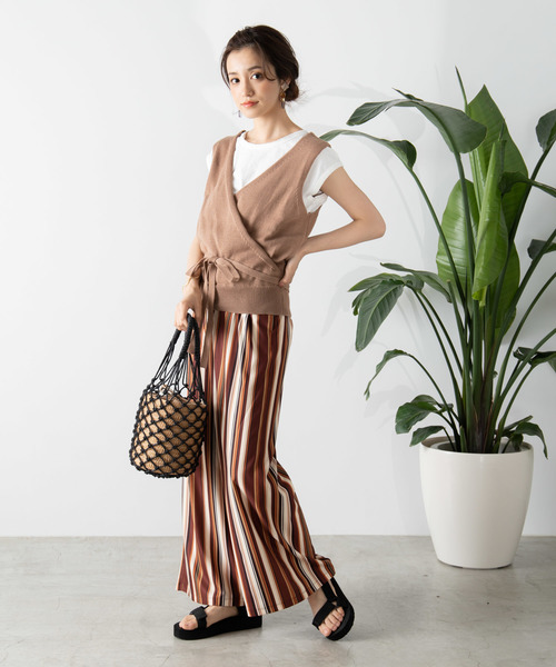 WEGO（ウィゴー）の「WEGO/カシュクールベスト（ベスト・レディース・ベージュ/ブラック・FREE）」の5枚目の写真