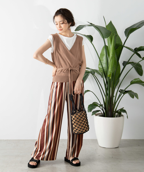 WEGO（ウィゴー）の「WEGO/カシュクールベスト（ベスト・レディース・ベージュ/ブラック・FREE）」の10枚目の写真