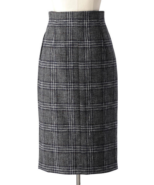 DRAWER ドゥロワー ツイードラップスカート チェック ウール　シルク DRAWER ドゥロワー ツイードラップスカート チェック ウール