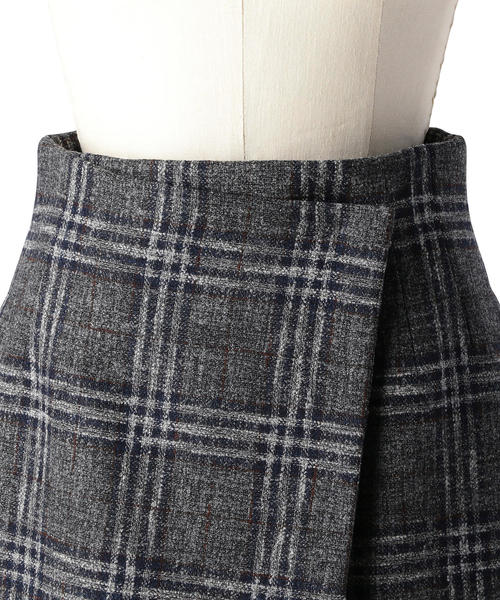 DRAWER ドゥロワー ツイードラップスカート チェック ウール　シルク DRAWER ドゥロワー ツイードラップスカート チェック ウール