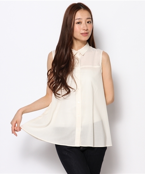 BEAMS LIGHTS Women's（ビームスライツ ウィメンズ）の「BEAMS LIGHTS / ドレープローン ノースリーブシャツ（シャツ/ブラウス・レディース・ホワイト/ブラック/ピンク・36/38）」の10枚目の写真