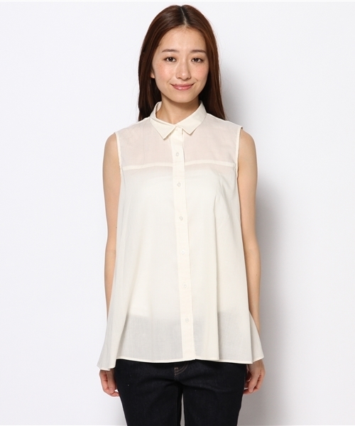 BEAMS LIGHTS Women's（ビームスライツ ウィメンズ）の「BEAMS LIGHTS / ドレープローン ノースリーブシャツ（シャツ/ブラウス・レディース・ホワイト/ブラック/ピンク・36/38）」の8枚目の写真