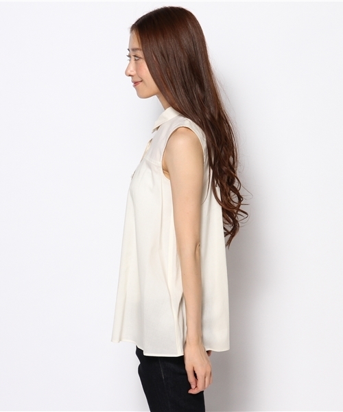 BEAMS LIGHTS Women's（ビームスライツ ウィメンズ）の「BEAMS LIGHTS / ドレープローン ノースリーブシャツ（シャツ/ブラウス・レディース・ホワイト/ブラック/ピンク・36/38）」の4枚目の写真