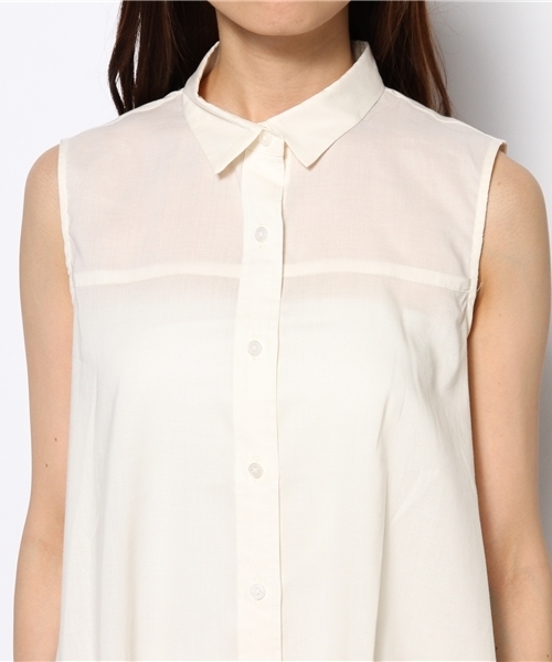 BEAMS LIGHTS Women's（ビームスライツ ウィメンズ）の「BEAMS LIGHTS / ドレープローン ノースリーブシャツ（シャツ/ブラウス・レディース・ホワイト/ブラック/ピンク・36/38）」の6枚目の写真