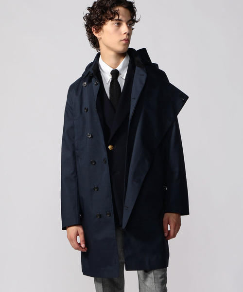 TOMORROWLAND （トゥモローランド）の「Norwegian Rain ポリエステル フーデッドコート DOUBLE BRESTED（トレンチコート・メンズ・ブラック/ネイビー・3/S/M）」の4枚目の写真