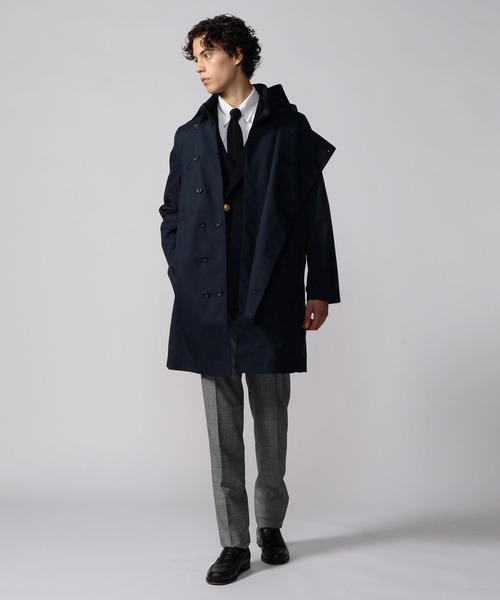 TOMORROWLAND （トゥモローランド）の「Norwegian Rain ポリエステル フーデッドコート DOUBLE BRESTED（トレンチコート・メンズ・ブラック/ネイビー・3/S/M）」の3枚目の写真