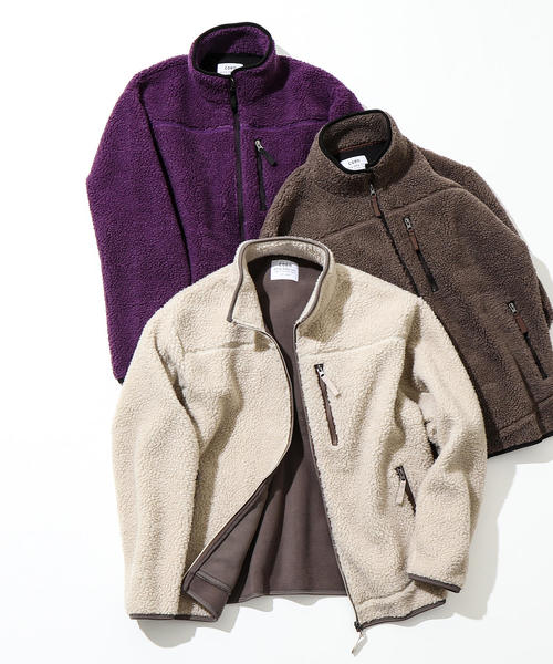 coen（コーエン）の「ボアフリーススタンドジップブルゾン（ブルゾン・メンズ・モカ/ナチュラル/パープル・MEDIUM/LARGE/X-LARGE/SMALL）」の2枚目の写真