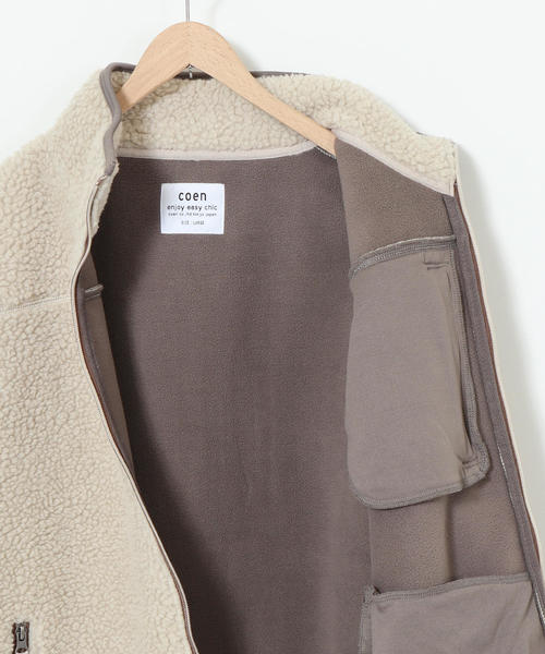 coen（コーエン）の「ボアフリーススタンドジップブルゾン（ブルゾン・メンズ・モカ/ナチュラル/パープル・MEDIUM/LARGE/X-LARGE/SMALL）」の21枚目の写真