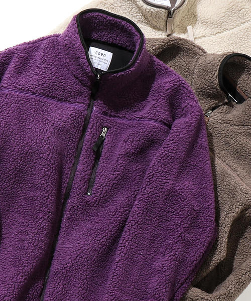 coen（コーエン）の「ボアフリーススタンドジップブルゾン（ブルゾン・メンズ・モカ/ナチュラル/パープル・MEDIUM/LARGE/X-LARGE/SMALL）」の15枚目の写真