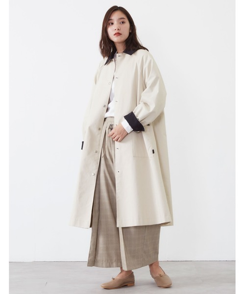 POU DOU DOU（プードゥドゥ）の「ドットボタンぷっくり袖ステンカラーコート（ステンカラーコート・レディース・カーキ/インディゴブルー/ベージュ/キナリ・3）」の7枚目の写真