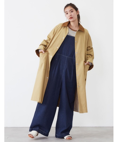 POU DOU DOU（プードゥドゥ）の「ドットボタンぷっくり袖ステンカラーコート（ステンカラーコート・レディース・カーキ/インディゴブルー/ベージュ/キナリ・3）」の12枚目の写真