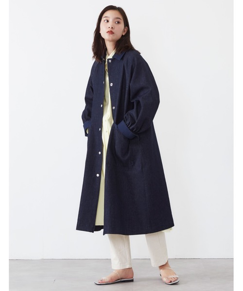 POU DOU DOU（プードゥドゥ）の「ドットボタンぷっくり袖ステンカラーコート（ステンカラーコート・レディース・カーキ/インディゴブルー/ベージュ/キナリ・3）」の16枚目の写真