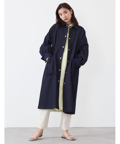 POU DOU DOU（プードゥドゥ）の「ドットボタンぷっくり袖ステンカラーコート（ステンカラーコート・レディース・カーキ/インディゴブルー/ベージュ/キナリ・3）」の17枚目の写真