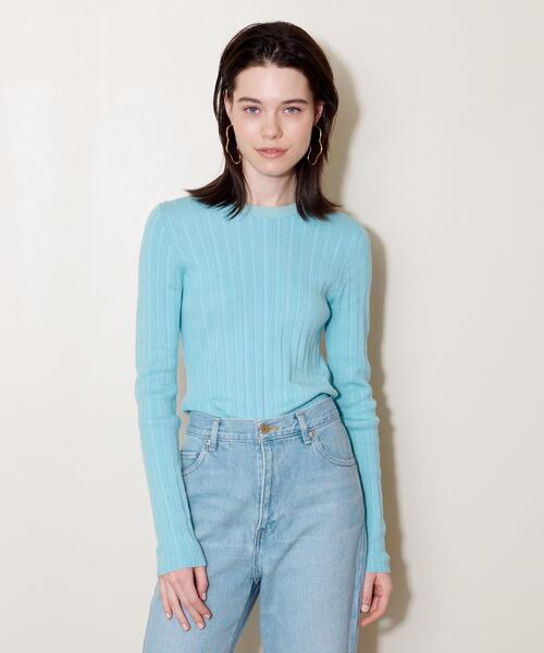 AEWEN MATOPH（イウエン マトフ）の「＜AEWEN MATOPH（イウエン マトフ）＞ リブ クルーネック ニット（ニット/セーター・レディース・オレンジ/イエロー/オフホワイト/ターコイズブルー・FREE）」の3枚目の写真