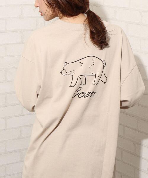 coen（コーエン）の「【WEB限定】【Ryo Kaneyasu】コーエンベアバックプリントTシャツ（ロングスリーブ/ロンT）（Tシャツ/カットソー・レディース・ブラック/ベージュ/ホワイト/カーキ・FREE）」の11枚目の写真