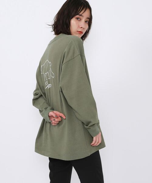 coen（コーエン）の「【WEB限定】【Ryo Kaneyasu】コーエンベアバックプリントTシャツ（ロングスリーブ/ロンT）（Tシャツ/カットソー・レディース・ブラック/ベージュ/ホワイト/カーキ・FREE）」の7枚目の写真