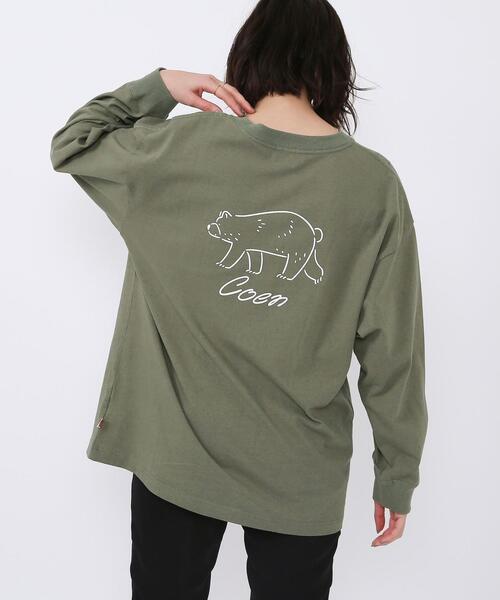 coen（コーエン）の「【WEB限定】【Ryo Kaneyasu】コーエンベアバックプリントTシャツ（ロングスリーブ/ロンT）（Tシャツ/カットソー・レディース・ブラック/ベージュ/ホワイト/カーキ・FREE）」の6枚目の写真