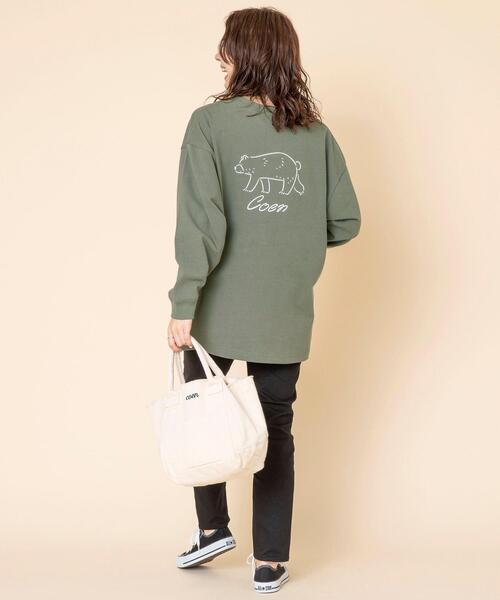 coen（コーエン）の「【WEB限定】【Ryo Kaneyasu】コーエンベアバックプリントTシャツ（ロングスリーブ/ロンT）（Tシャツ/カットソー・レディース・ブラック/ベージュ/ホワイト/カーキ・FREE）」の13枚目の写真