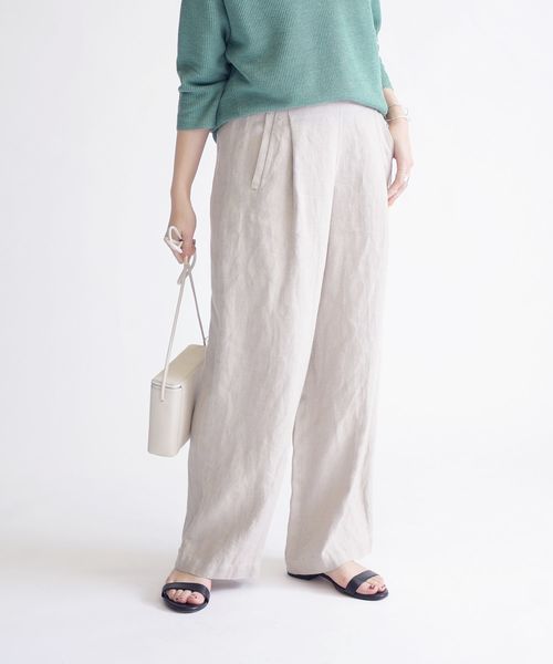 SHIPS（シップス）の「リネンマリンパンツ◇（その他パンツ・レディース・ネイビー/ライトグリーン/ナチュラル・38/36）」の2枚目の写真