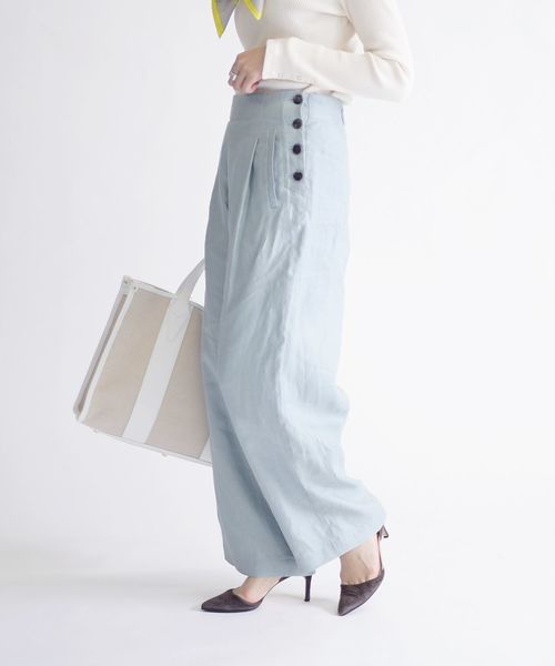 SHIPS（シップス）の「リネンマリンパンツ◇（その他パンツ・レディース・ネイビー/ライトグリーン/ナチュラル・38/36）」の3枚目の写真