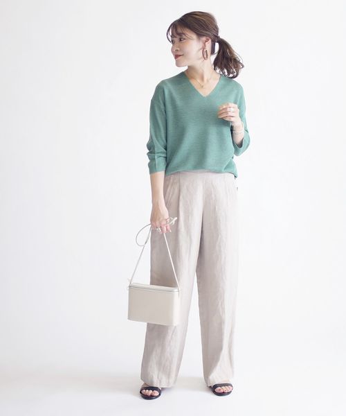 SHIPS（シップス）の「リネンマリンパンツ◇（その他パンツ・レディース・ネイビー/ライトグリーン/ナチュラル・38/36）」の7枚目の写真