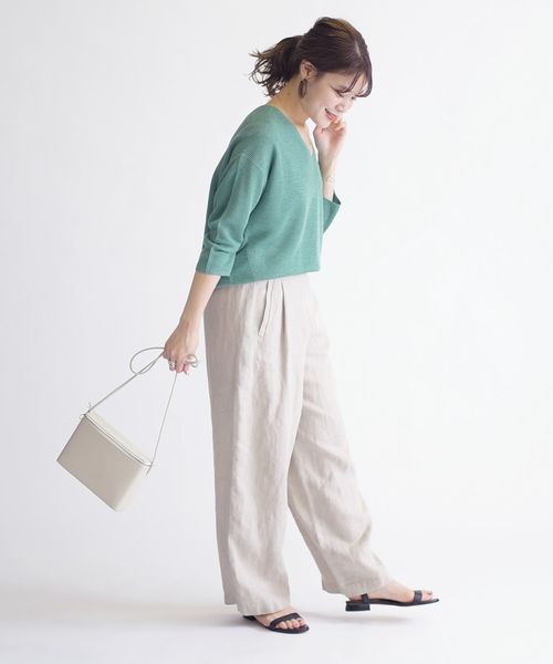 SHIPS（シップス）の「リネンマリンパンツ◇（その他パンツ・レディース・ネイビー/ライトグリーン/ナチュラル・38/36）」の8枚目の写真