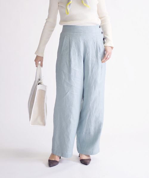 SHIPS（シップス）の「リネンマリンパンツ◇（その他パンツ・レディース・ネイビー/ライトグリーン/ナチュラル・38/36）」の10枚目の写真