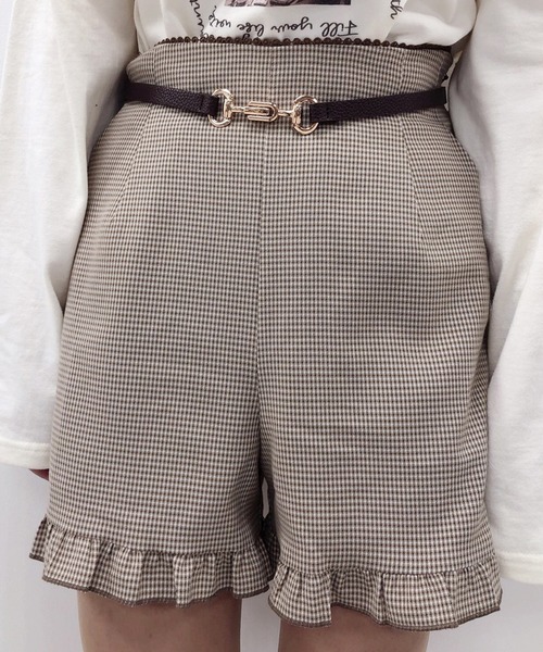 one after another NICE CLAUP(ワンアフターアナザーナイスクラップ)の「ベルト付きフリルショートパンツ(その他パンツ・レディース・ブラック/ミント/ブラウン系その他/ベージュ系その他・FREE)」の3枚目の写真