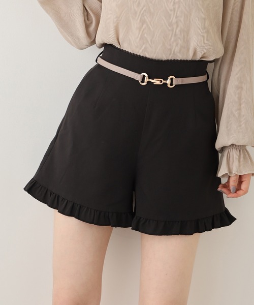 one after another NICE CLAUP(ワンアフターアナザーナイスクラップ)の「ベルト付きフリルショートパンツ(その他パンツ・レディース・ブラック/ミント/ブラウン系その他/ベージュ系その他・FREE)」の2枚目の写真