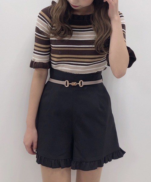 one after another NICE CLAUP(ワンアフターアナザーナイスクラップ)の「ベルト付きフリルショートパンツ(その他パンツ・レディース・ブラック/ミント/ブラウン系その他/ベージュ系その他・FREE)」の18枚目の写真