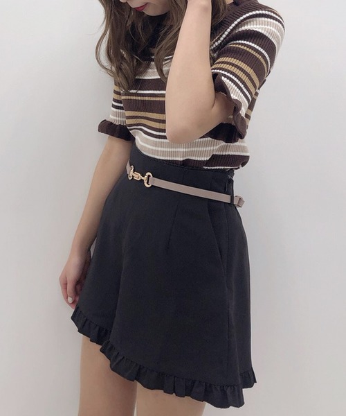 one after another NICE CLAUP(ワンアフターアナザーナイスクラップ)の「ベルト付きフリルショートパンツ(その他パンツ・レディース・ブラック/ミント/ブラウン系その他/ベージュ系その他・FREE)」の19枚目の写真