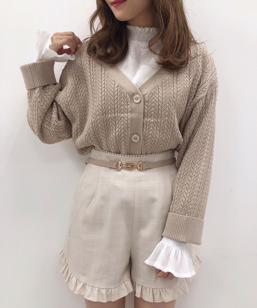 one after another NICE CLAUP(ワンアフターアナザーナイスクラップ)の「ベルト付きフリルショートパンツ(その他パンツ・レディース・ブラック/ミント/ブラウン系その他/ベージュ系その他・FREE)」の12枚目の写真