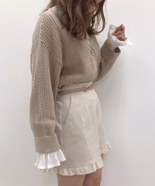 one after another NICE CLAUP(ワンアフターアナザーナイスクラップ)の「ベルト付きフリルショートパンツ(その他パンツ・レディース・ブラック/ミント/ブラウン系その他/ベージュ系その他・FREE)」の13枚目の写真