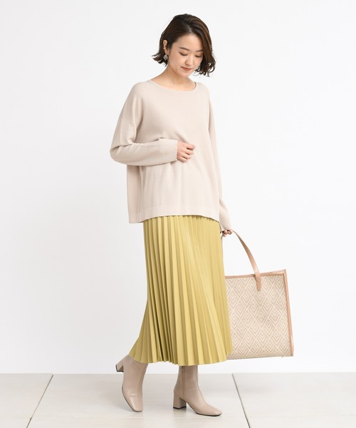 DouDou（ドゥドゥ）の「ショルダースリットプルオーバー（ニット/セーター・レディース・グレイッシュベージュ/グリーン/バイオレット・FREE）」の14枚目の写真